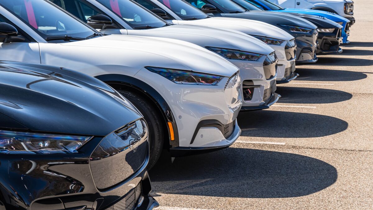 Cars at a dealership.