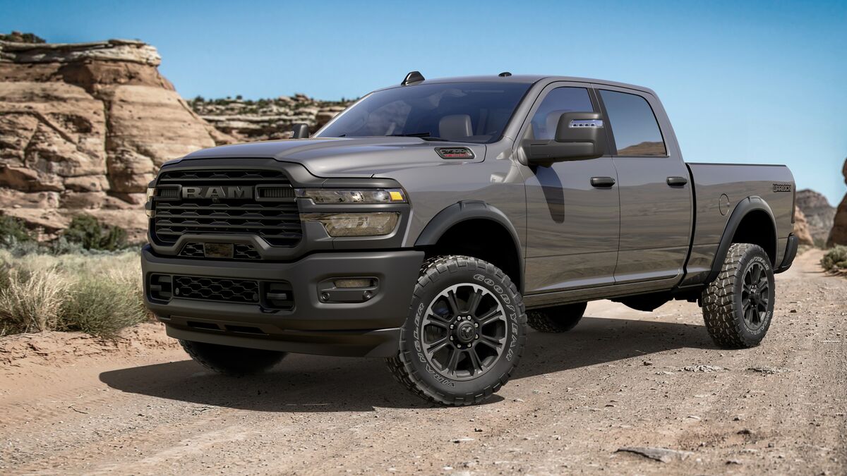 The 2026 Ram 2500 Warlock in gray seen from a front quarter angle