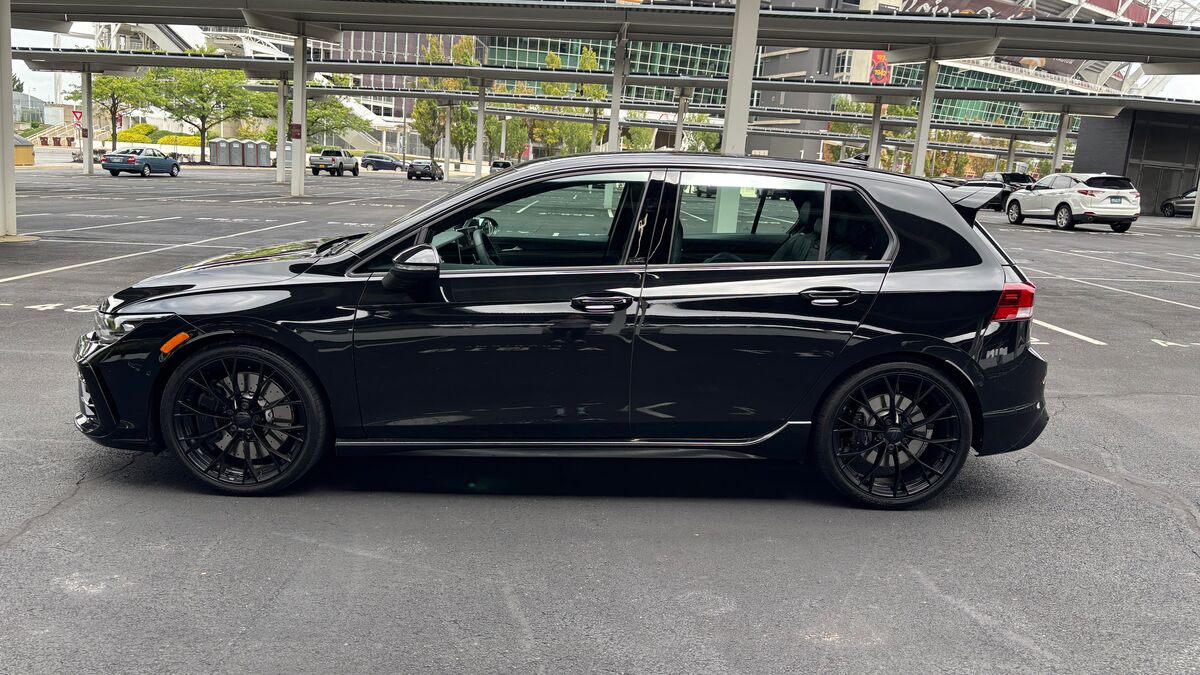 The 2025 Volkswagen Golf R Black Edition seen in profile