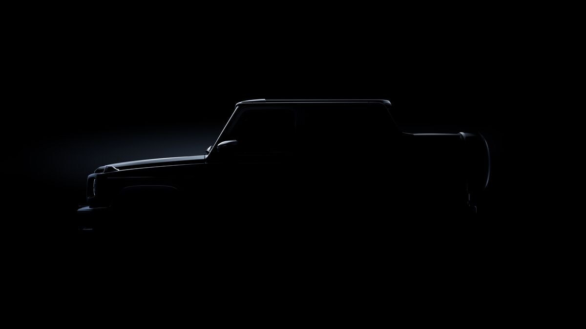 A teaser photo showing a planned cabriolet version of the Mercedes-Benz G-Class SUV
