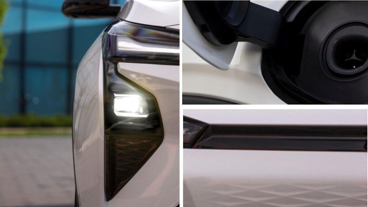 Three teaser photos showing parts of the reborn Chevrolet Bolt electric vehicle