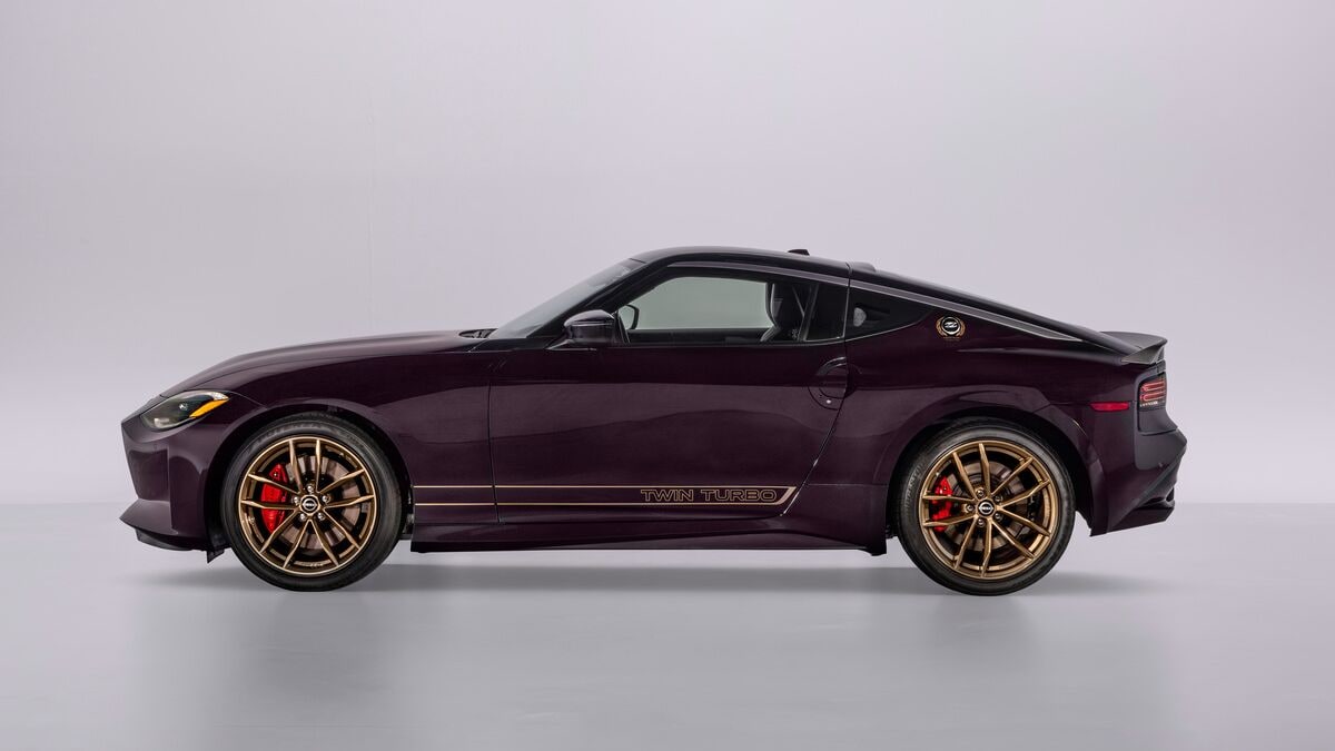 The 2026 Nissan Z Heritage Edition in Midnight Purple seen in profile