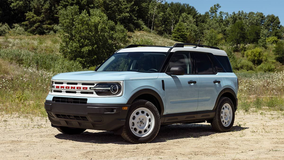 The 2024 Ford Bronco Sport Heritage Edition seen from a front quarter angle