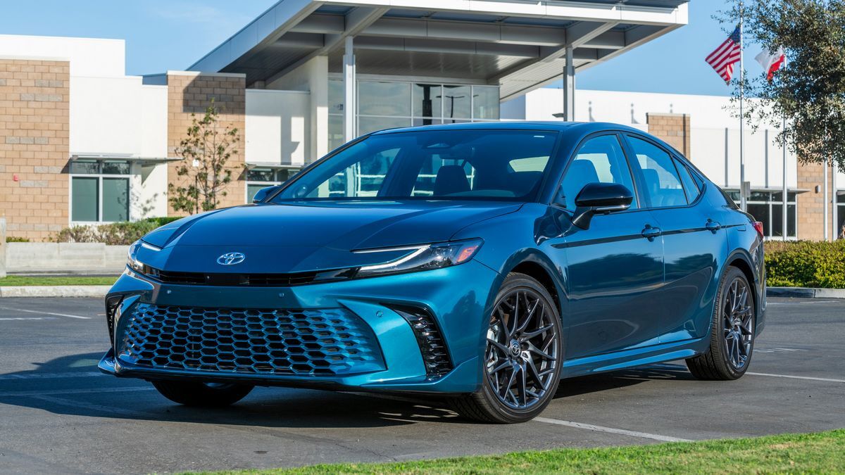 2025 Toyota Camry parked near a building.