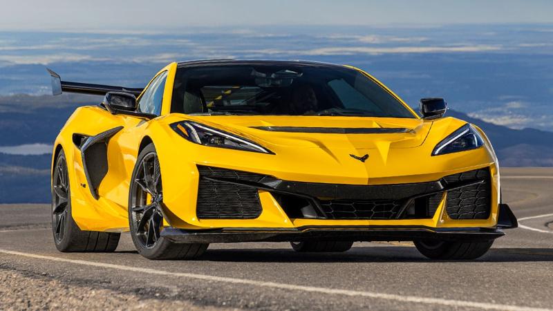 2025 Chevrolet Corvette ZR1 driving on a road.