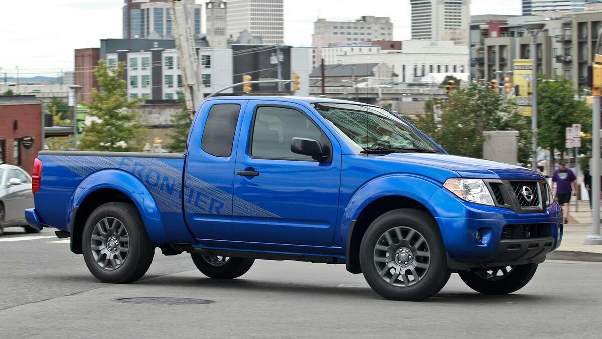 2012 Nissan Frontier in blue.