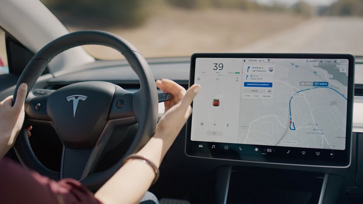 Tesla driving with autopilot.